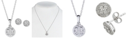 Macy's 2-Pc. Set Diamond Cluster Pendant Necklace & Matching Stud Earrings in Sterling Silver